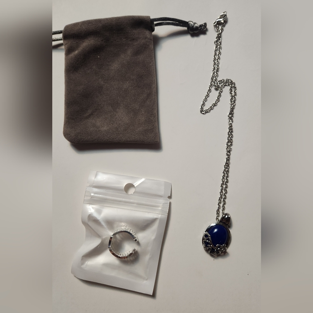 Vampire vervain necklace and spider web ring